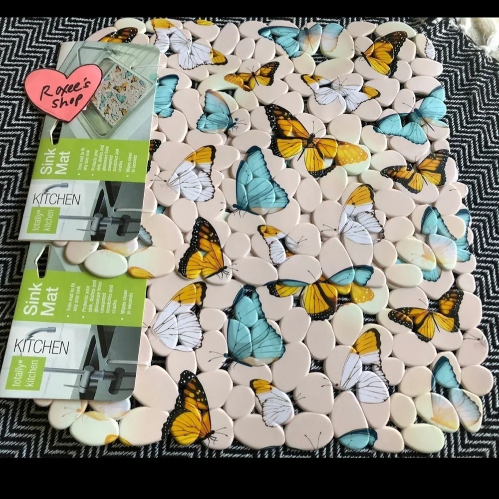 Pink Butterfly Sink Mat Set | 2pcs - Picture 1 of 4